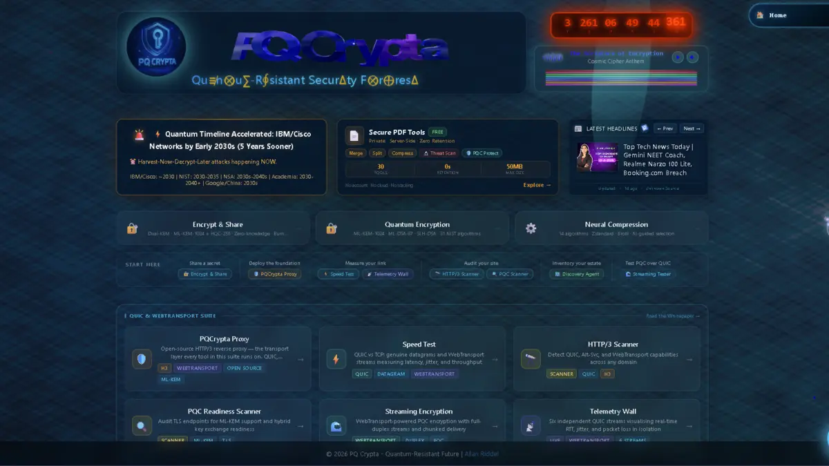 PQ Crypta — 47 NIST FIPS post-quantum algorithms in production