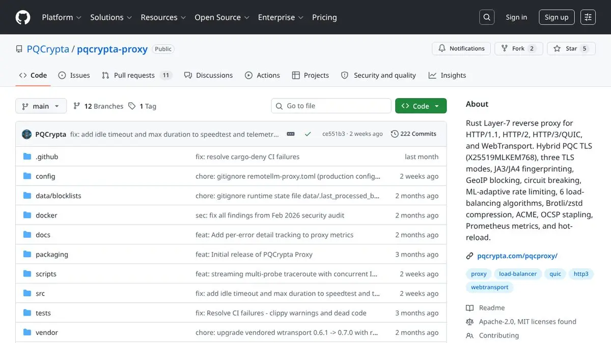 pqcrypta-proxy — from-scratch Rust reverse proxy with post-quantum TLS
